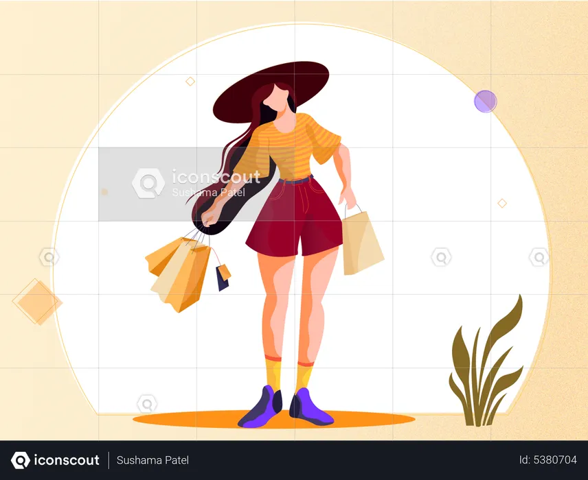 Girl holding shopping bags  Illustration