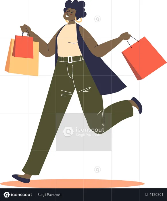 Girl holding shopping bags  Illustration