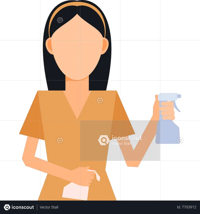 Girl holding shower and cloth  Illustration