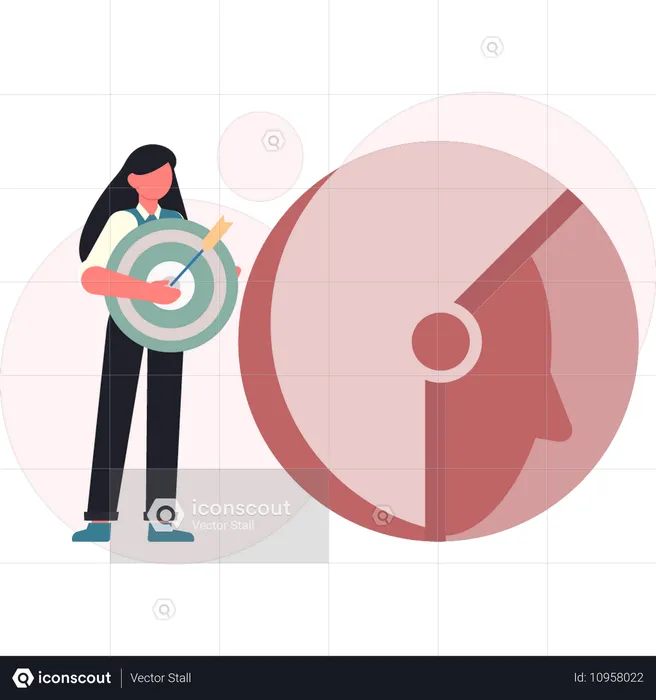 Girl holding target goal  Illustration