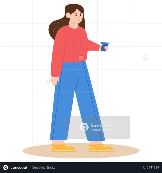 Girl Holding Tea cup  Illustration