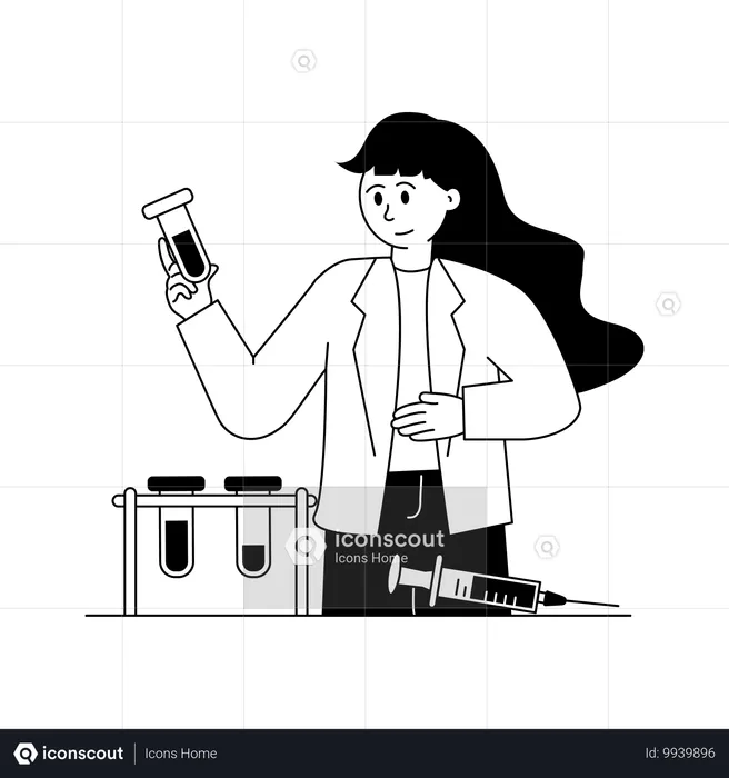 Girl holding Test Tube  Illustration