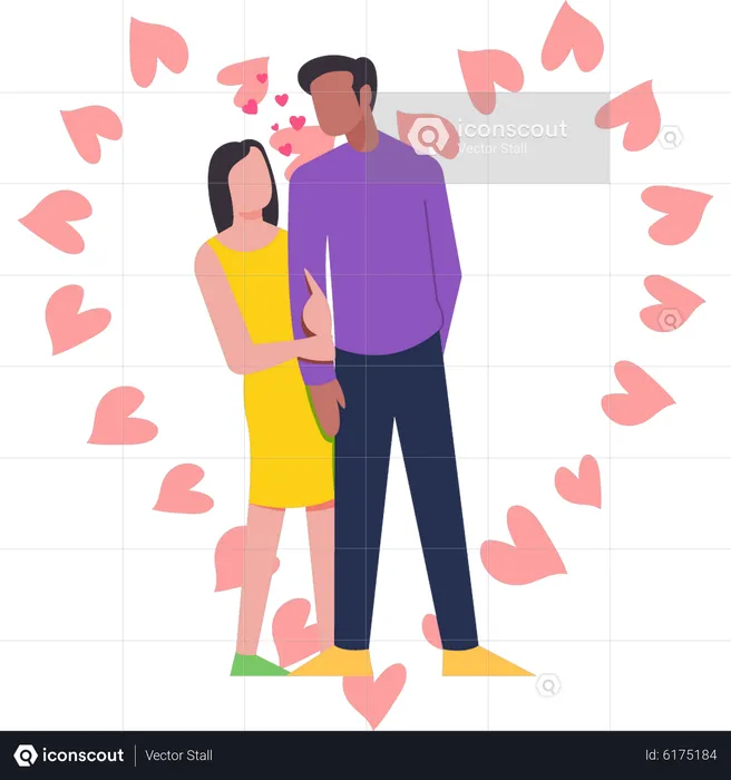 Girl holding the boy's hand on valentine day  Illustration