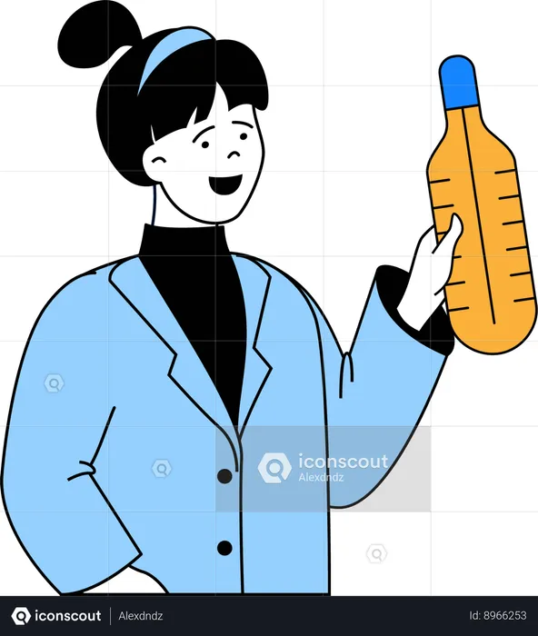 Girl holding thermometer  Illustration