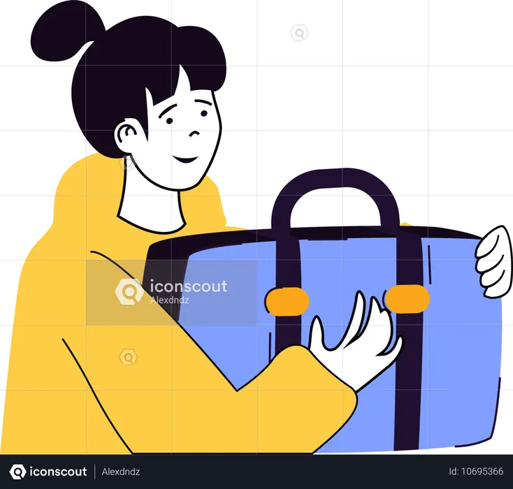 Girl holding travel bag  Illustration