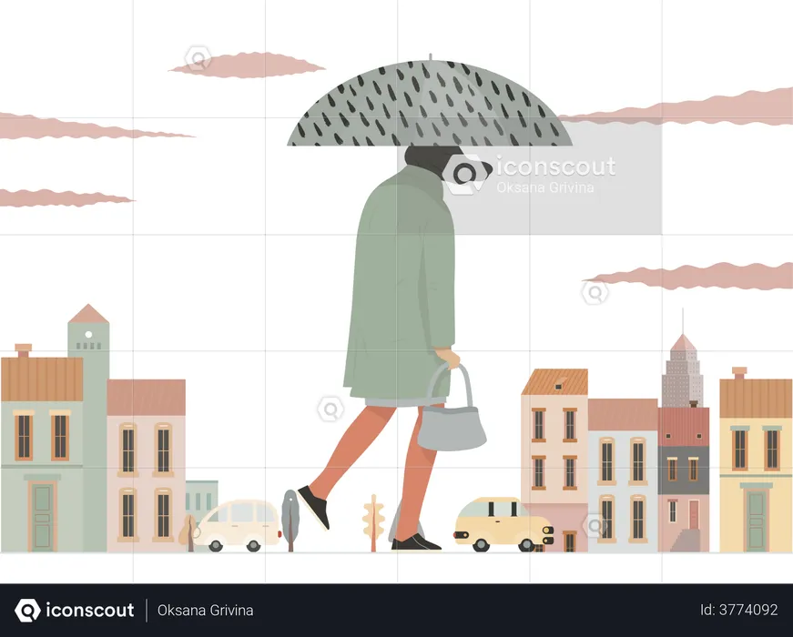 Girl holding umbrella  Illustration