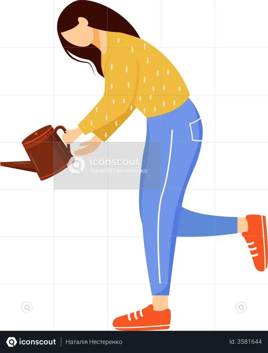 Girl holding watering can  Illustration