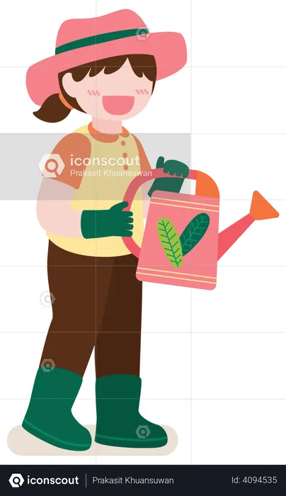 Girl Holding watering can  Illustration