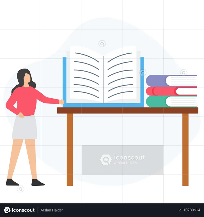 Girl in Book Stall  Illustration