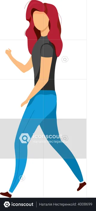 Girl in casual wear walk  Illustration