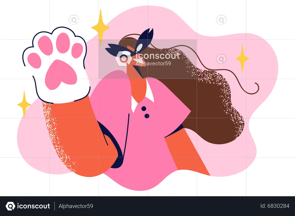 Girl in cat costume  Illustration