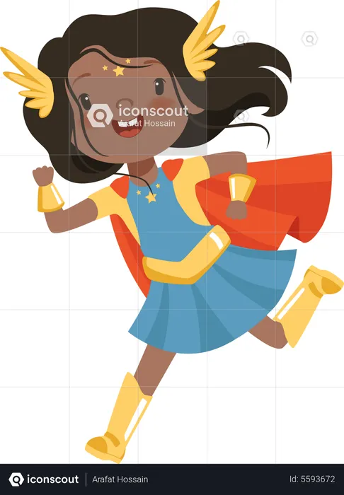 Girl in comic superhero costume  Illustration