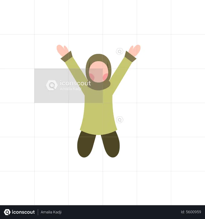 Girl in hijab jumping  Illustration