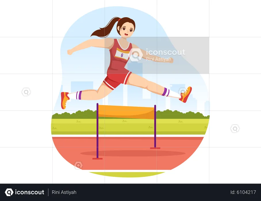 Girl in Hurdle race  Illustration