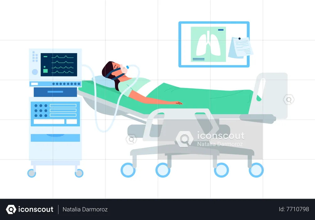 Girl in ICU  Illustration