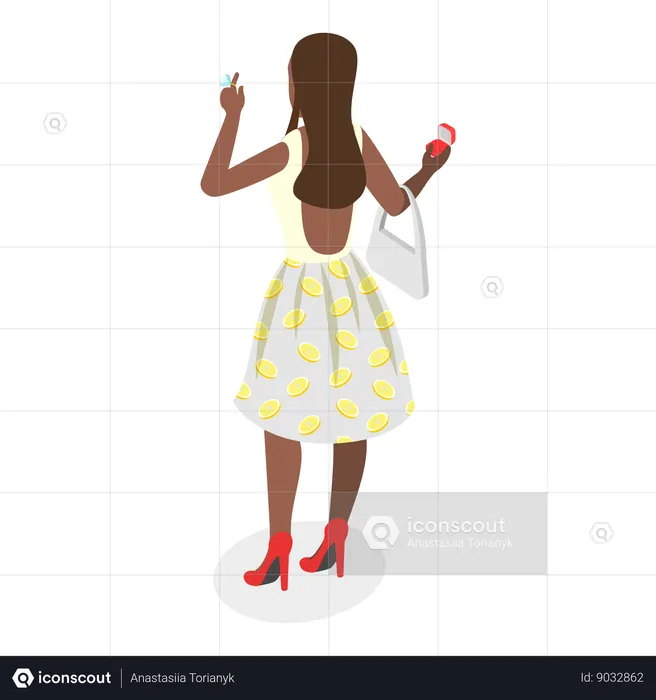 Girl in jewellery shop  Illustration