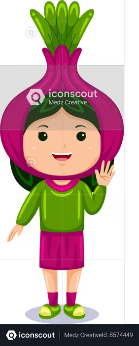 Girl in onion costume  Illustration