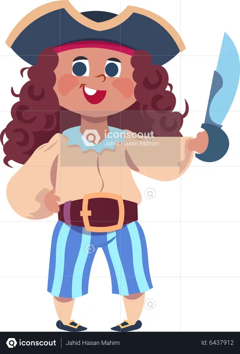 Girl In Pirating Costume  Illustration