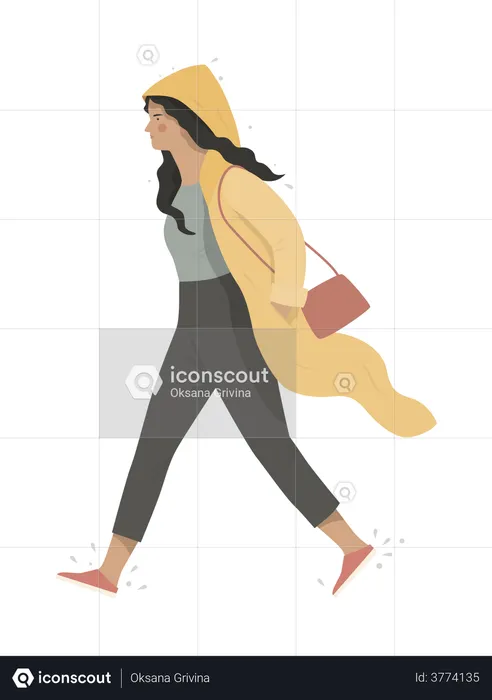 Girl in raincoat  Illustration