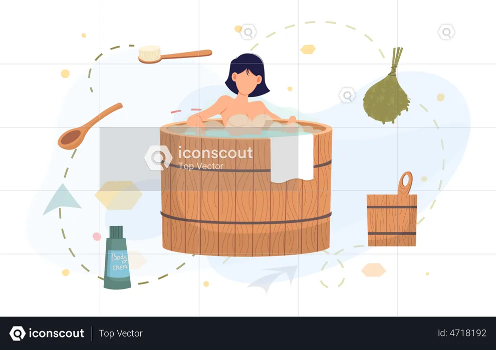 Girl in sauna  Illustration