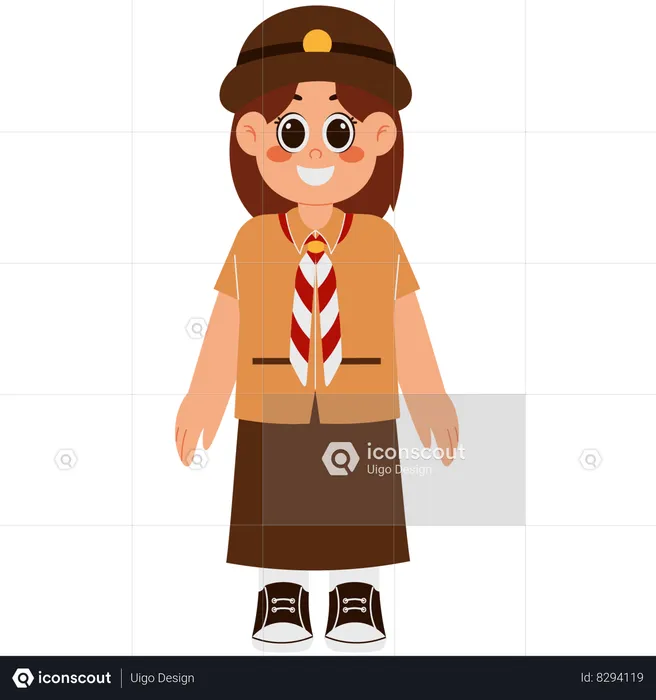 Girl In Scout Uniform And Hat  Illustration