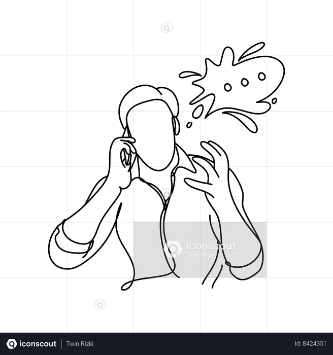 Man in stress and talking on mobile  Illustration