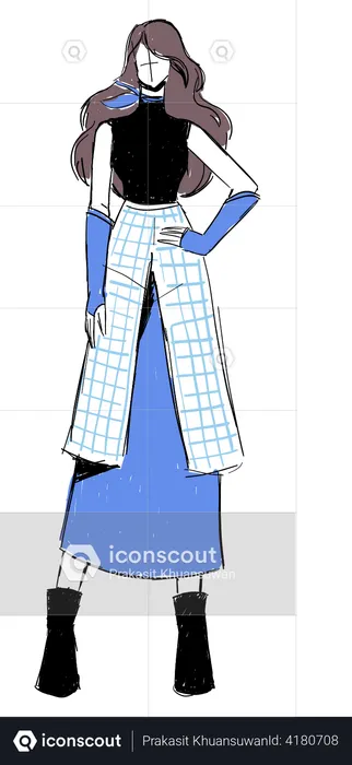 Girl in stylish clothes  Illustration