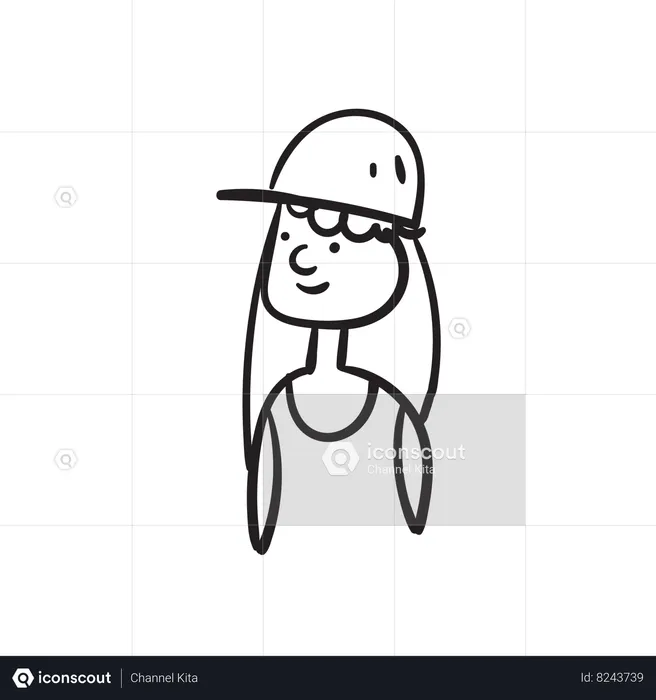 Girl in summer wearing cap  Illustration