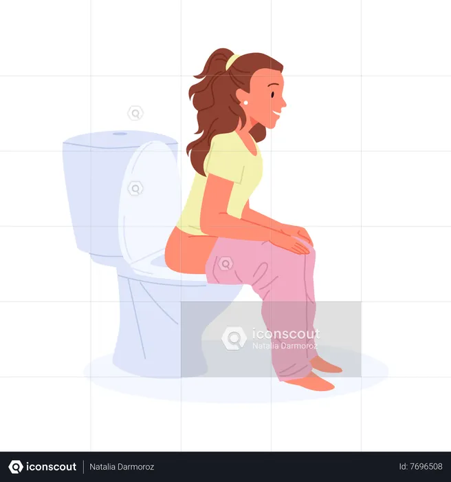 Girl in toilet  Illustration