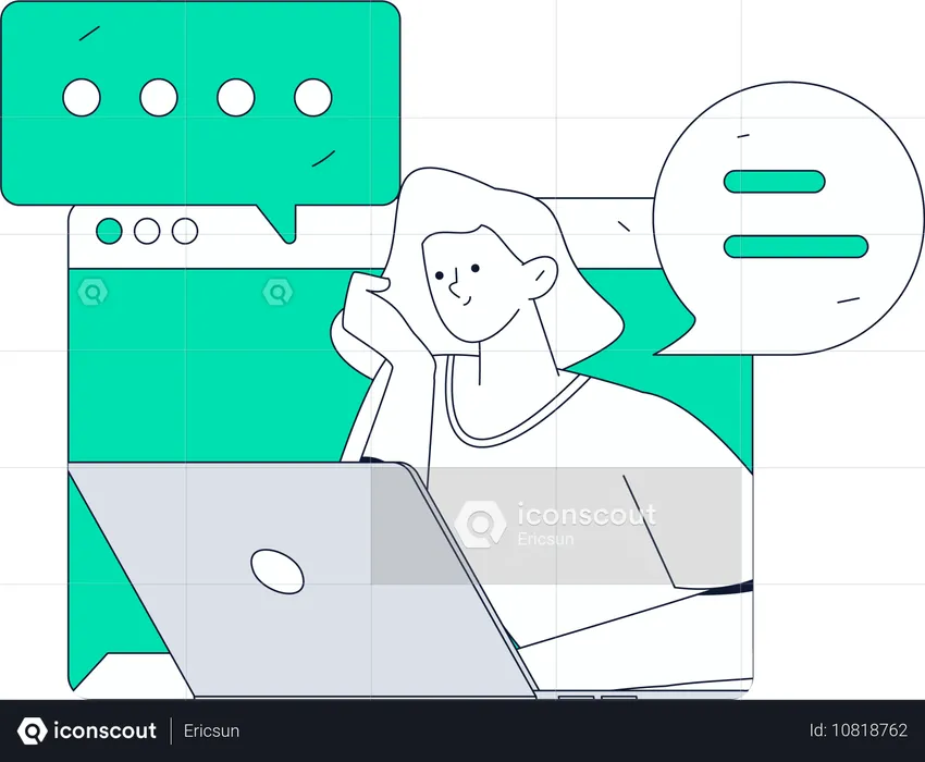 Girl in virtual meeting room  Illustration