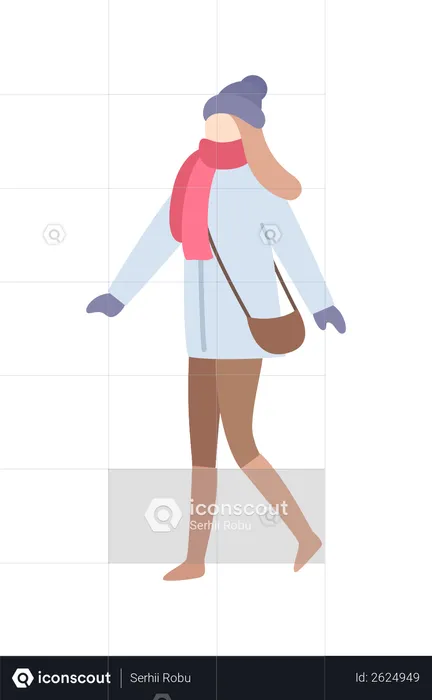 Best Girl in winter clothes Illustration download in PNG & Vector format