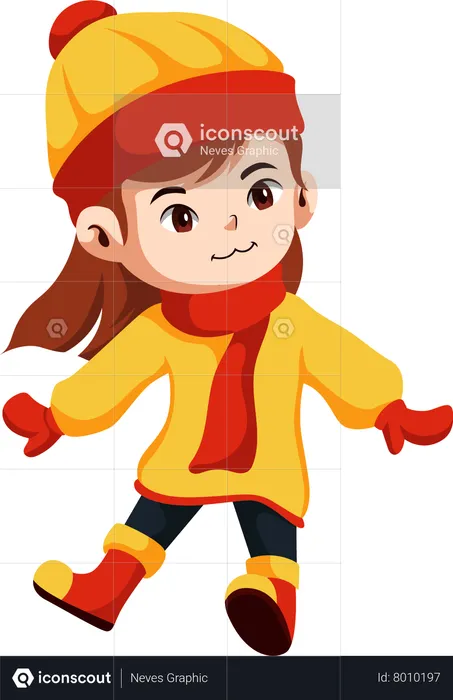 Girl In Winter Clothes  Illustration