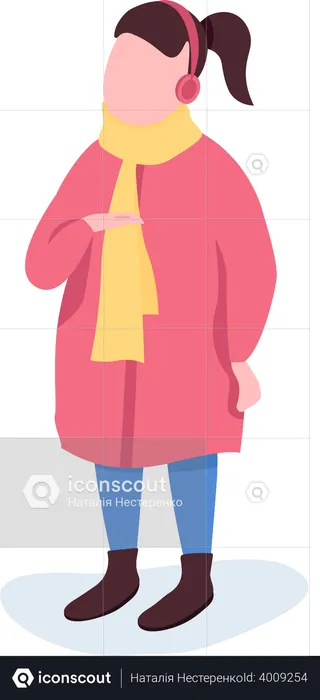 Girl in winter coat  Illustration