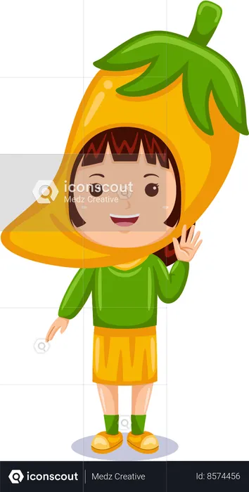 Girl in yellow chili costume  Illustration