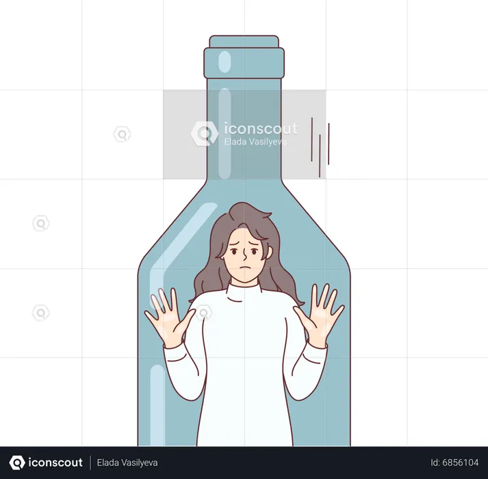 Girl inside bottle  Illustration