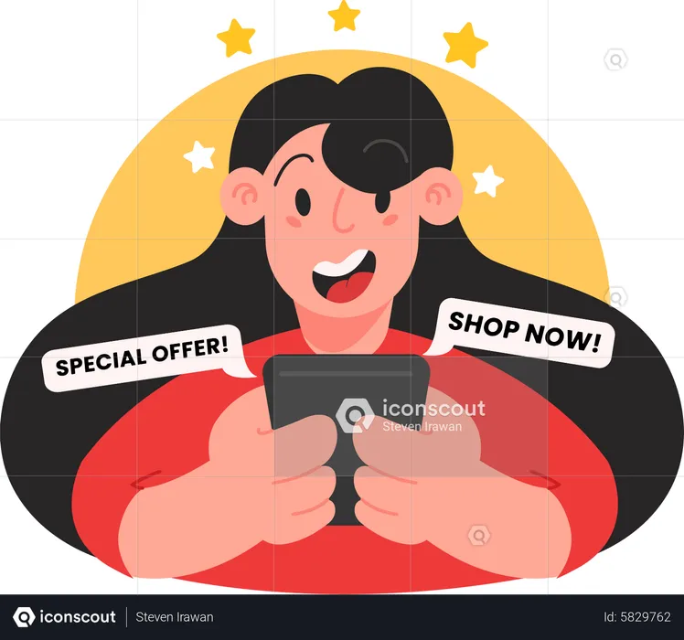 Girl interested to online shopping  Illustration
