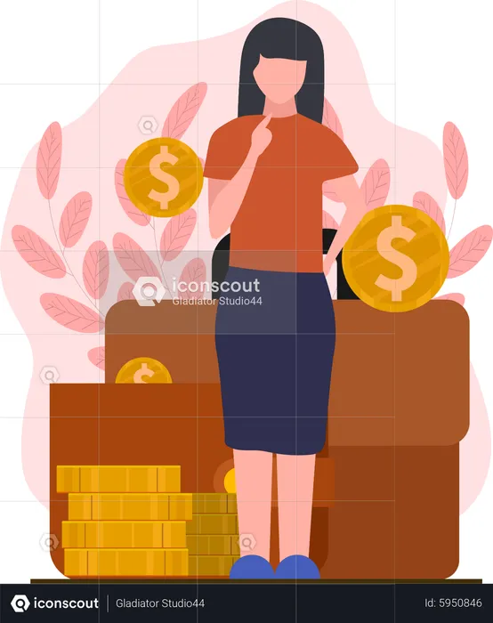 Girl investing money  Illustration