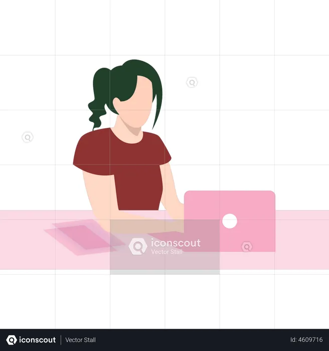 Girl investing using laptop  Illustration