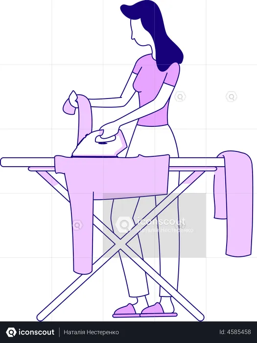 Girl ironing clothes  Illustration