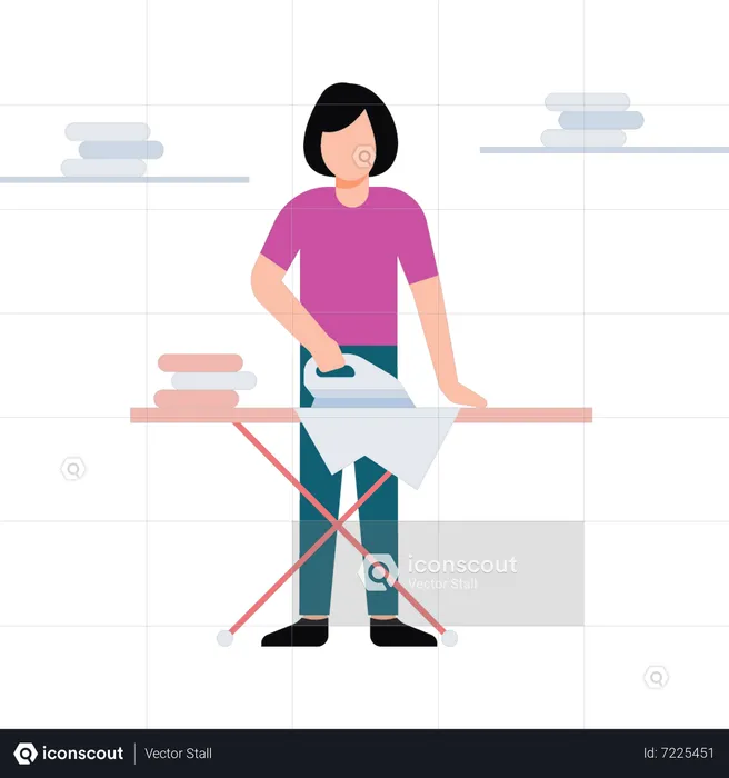 Girl ironing clothes  Illustration