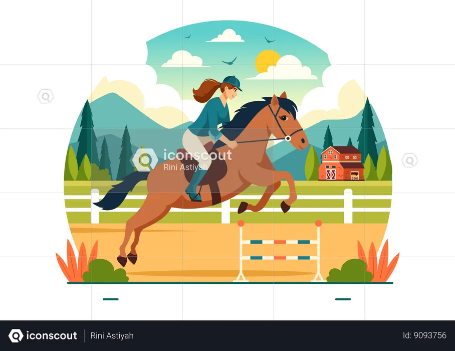 Girl is a horse trainer  Illustration