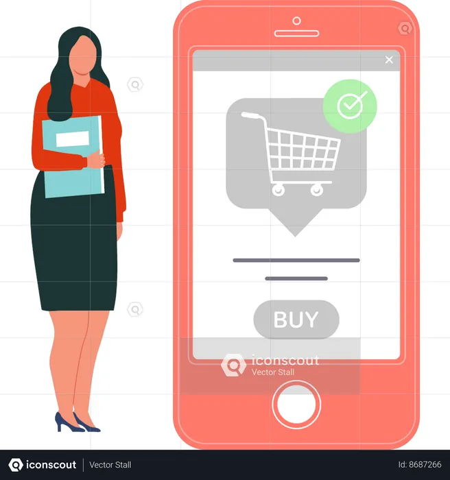 Girl is adding items in her cart  Illustration