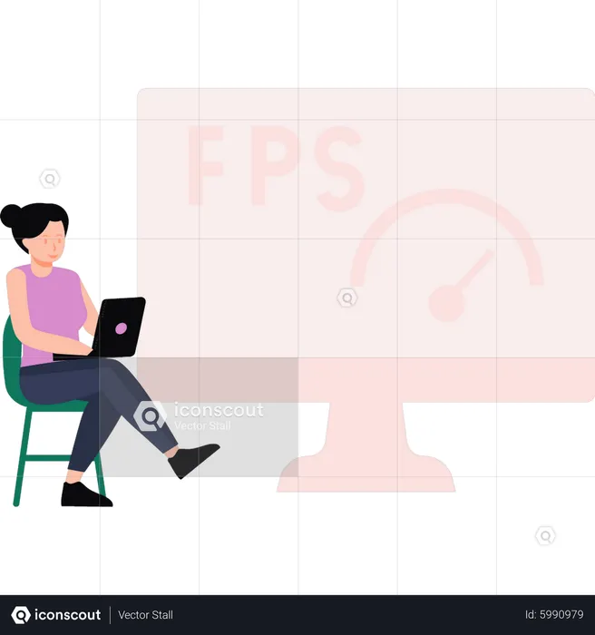 Girl is adjusting the FPS speed for gaming  Illustration