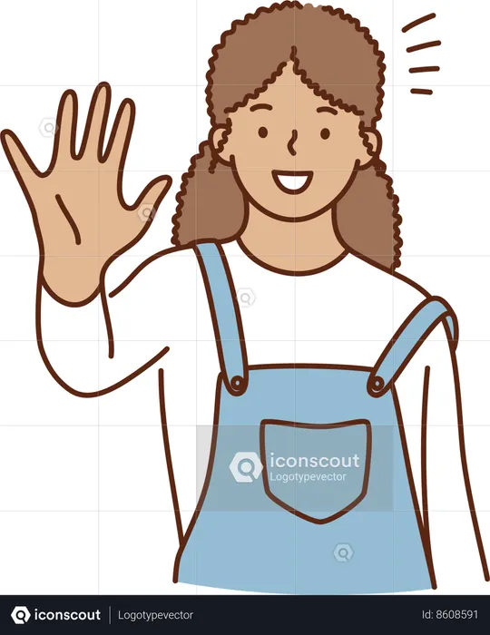 Girl is bidding goodbye  Illustration