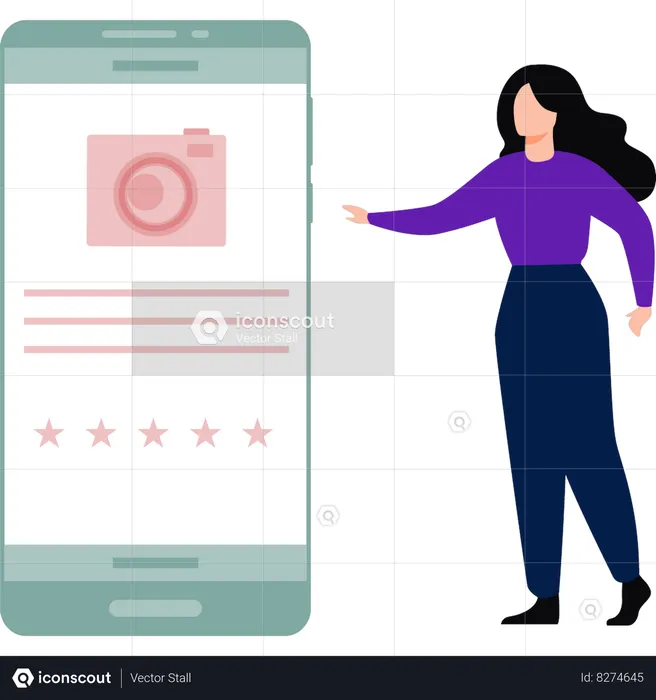 Girl is buying camera online  Illustration