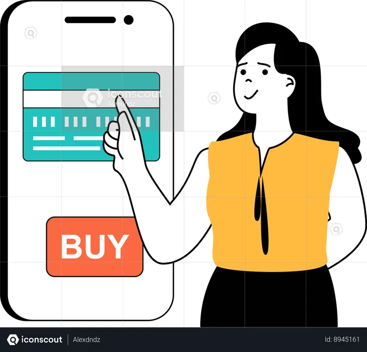 Girl is buying item by doing card payment  Illustration