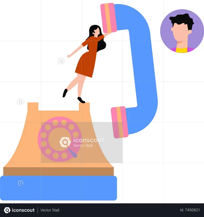 Girl is calling on the phone  Illustration