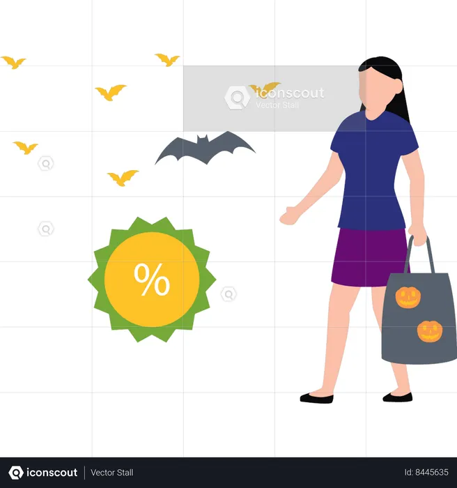 Girl is carrying a Halloween bag  Illustration