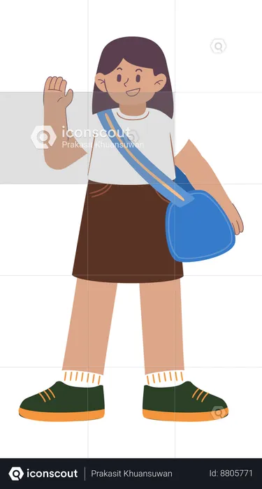 Girl is carrying gym bag  Illustration