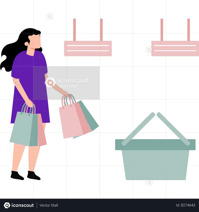 Girl is carrying shopping bags  Illustration